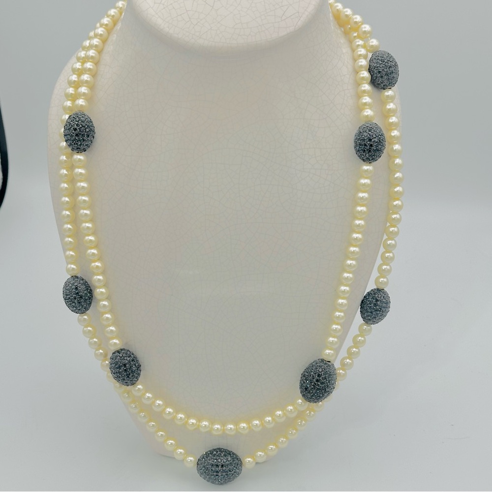 Joan Boyce faux Pearl and Pave Crystal necklace